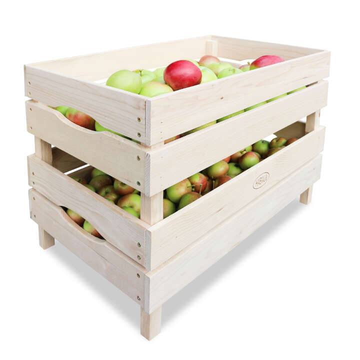 HABAU 3er Set Stapelbare Holzkisten für Obst und Gemüse